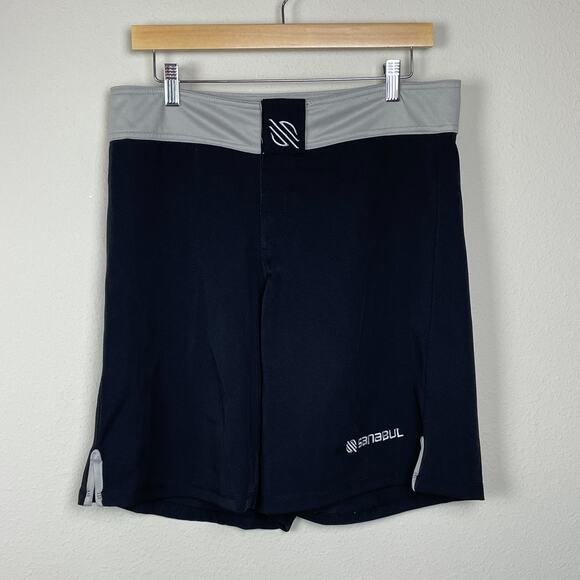 Sanabul UFC MMA Fight Shorts 32 Black Gray Jiu Jitsu Board Hook Loop - Picture 1 of 7